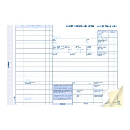 Bons de réparation numérotés