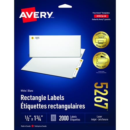 Étiquettes rectangulaires blanches Easy Peel®