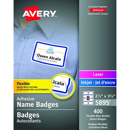 White flexible self-adhesive name badge