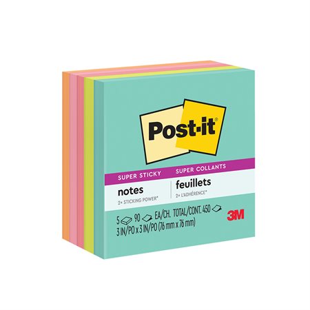 Feuillets Post-it® Super Sticky - collection Éclat de lumière