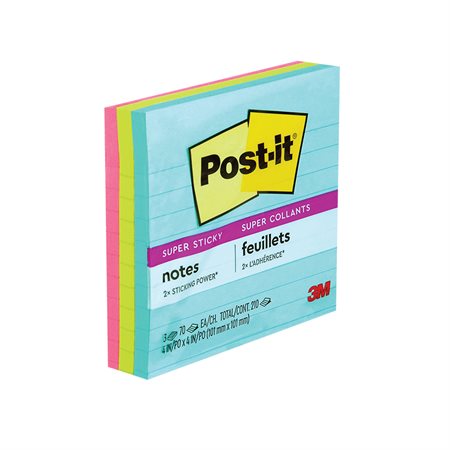 Feuillets Post-it® Super Sticky - collection Éclat de lumière