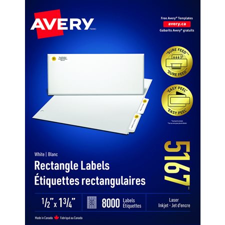 Étiquettes rectangulaires blanches Easy Peel®