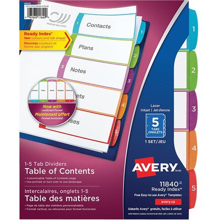 Ready Index® Customizable Table of Contents Dividers