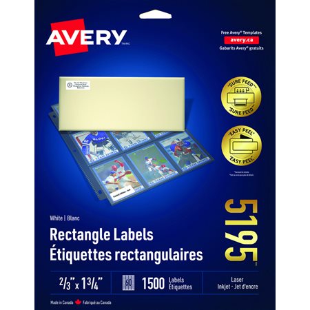 Étiquettes rectangulaires blanches Easy Peel®