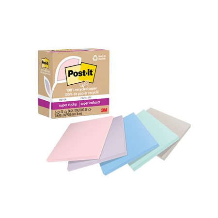 Feuillets recyclés Post-it® Super Sticky - La vie en pastel