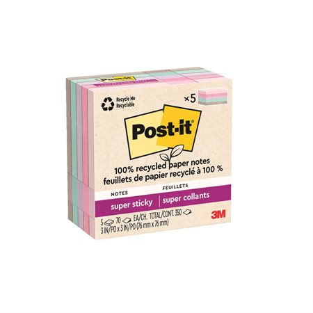 Post-it® Super Sticky Recycled Notes - Wanderlust Pastels