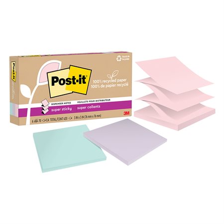 Feuillets recyclés Post-it® Super Sticky - La vie en pastel