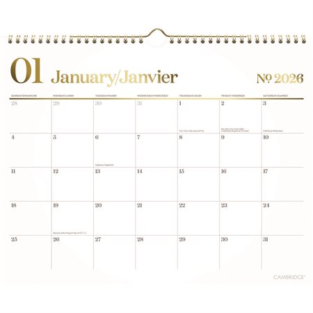 Calendrier mural mensuel WorkStyle™ (2025)