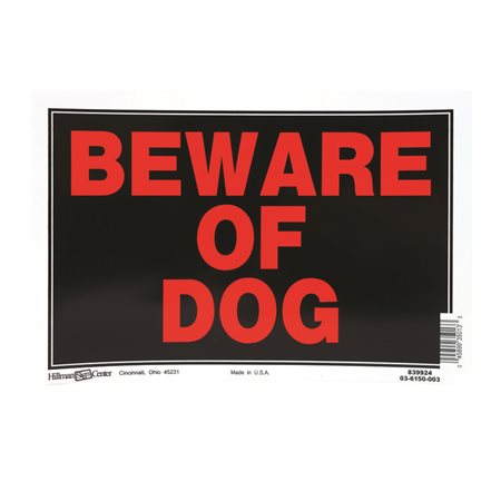 BEWARE OF DOG SIGN 8X12"EN
