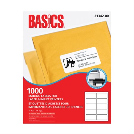 Étiquettes d'adresse pour imprimante laser