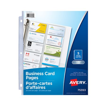 Pages pour cartes professionnelles