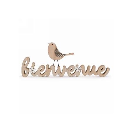 DECOR ''BIENVENUE'' AVEC OISEAU NATUREL