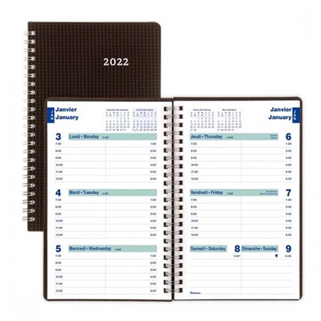 Agenda hebdo "Duraflex"spirale 8x5 noir 2025