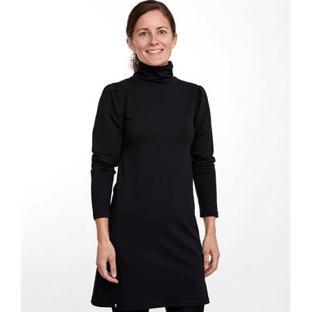 ROBE NOIR COTON BIO MANCHE GIGOT - TGRAND