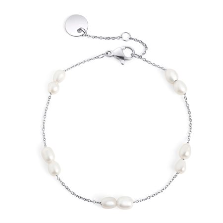 BRACELET "OCEANE" AVEC PERLES 7" ARGENT